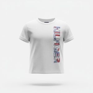 Tommy Hilfiger Stylish Casual White Short Sleeve Tee Kids Unisex Size 4 EUC